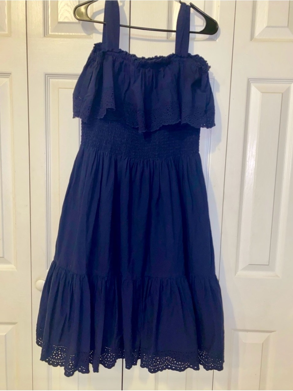 Isaac Mizrahi Navy Smocked Waist Dress- 100% Cotton